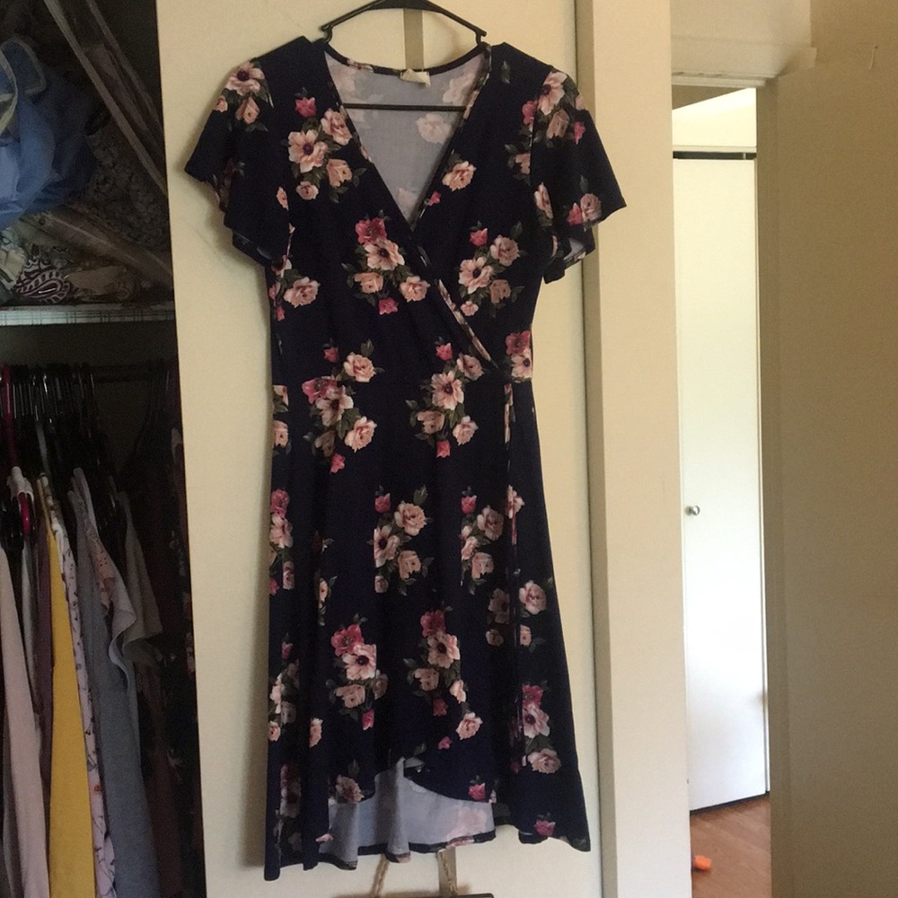 M Caution to the Wind Floral Wrap Dress